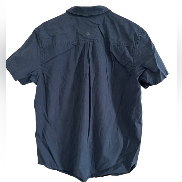 PRANA Broderick Short Sleeve Button Up Shirt Men's Med Organic Cotton Blue Ridge - Picture 5 of 11